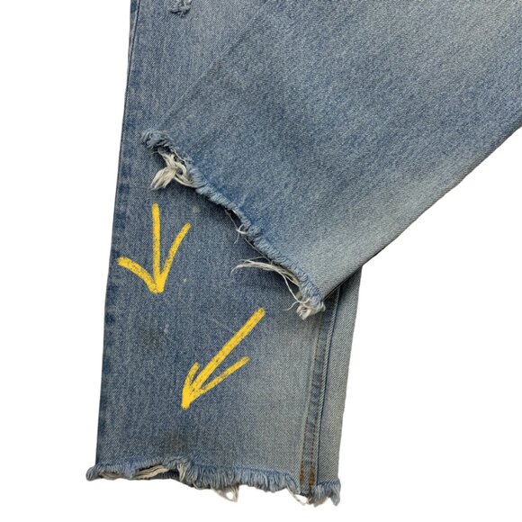 Moussy Vintage Odessa Wide Straight Leg Jeans 25 Light Blue Wash Button Fly - Picture 7 of 12